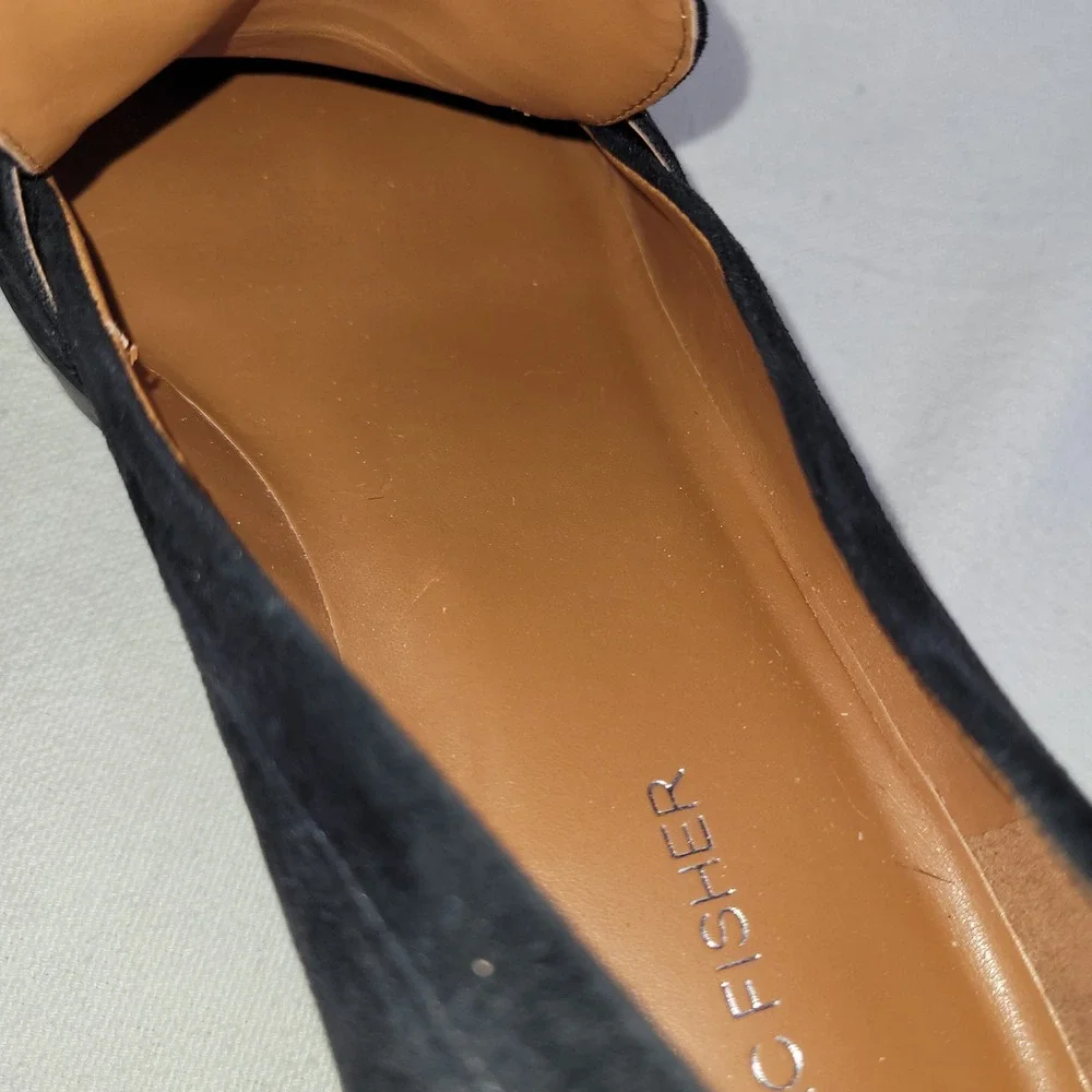 Marc Fisher Black Faux Suede Lug Sole Delanie Loafers Women's Size 10M